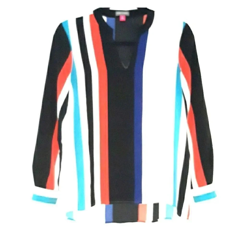 Vince Camuto Multi Color Striped Blouse PS